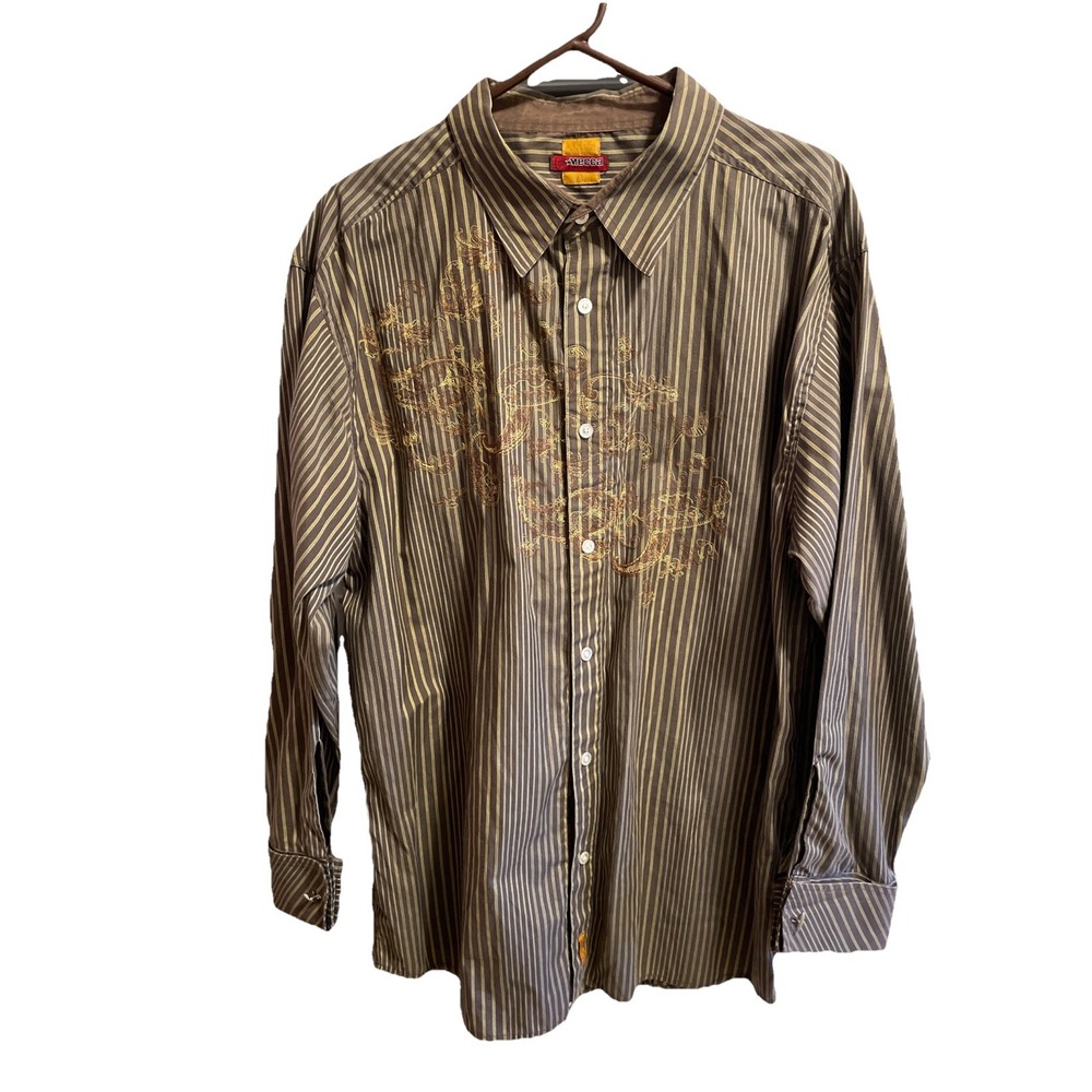 Mecca Long Sleeve Embroidered Shirt Cuff Links French Cuffs Men's Size XL